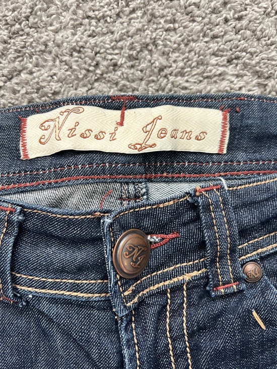 Nissi Juniors Dark Blue Straight-Leg Jeans Pocket Embroidery Hip Stitch -Size 11 - Picture 8 of 12